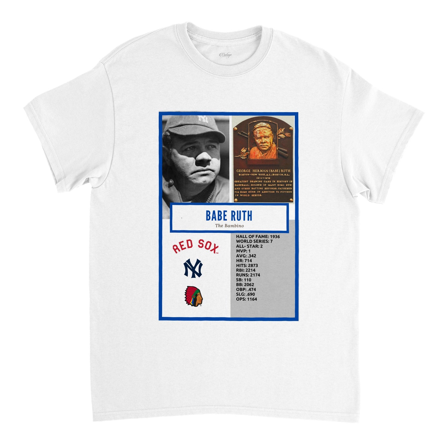 BABE RUTH HALL OF FAME POSTER VINTAGE TEE (DS)