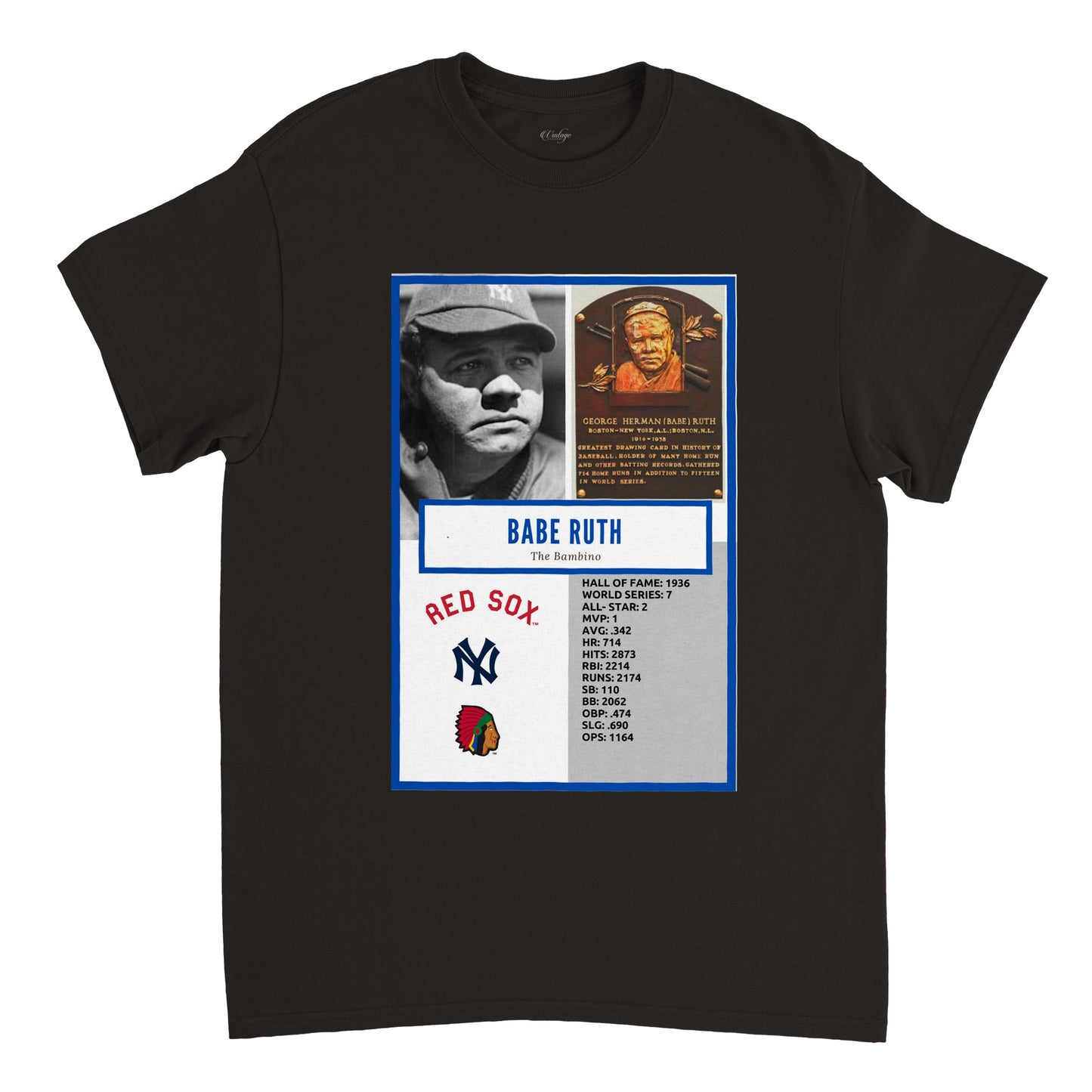 BABE RUTH HALL OF FAME POSTER VINTAGE TEE (DS)