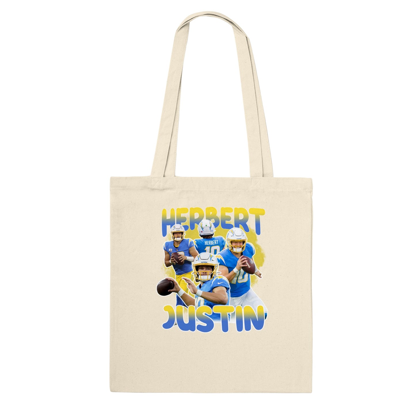 JUSTIN HERBERT NFL CHARGERS VINTAGE CLASSIC TOTE BAG