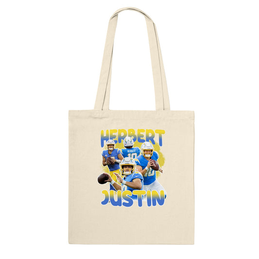 JUSTIN HERBERT NFL CHARGERS VINTAGE CLASSIC TOTE BAG